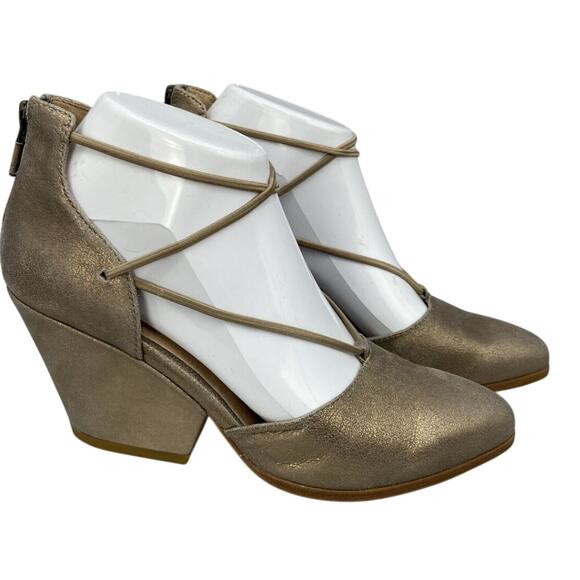 Eileen Fisher gold bronze D'Orsay Block Heel shoes size 8 - Picture 7 of 7